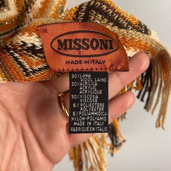 Missoni Wool Zig Zag Scarf With Fringe and Metallic Detail - Picture 7 of 7